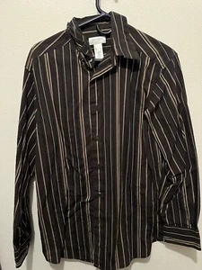 Concepts By Clairborne Mens Button Down Long Sleeve Shirt Size Large Striped - Picture 1 of 3