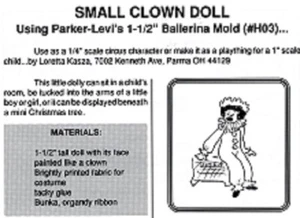  1/2" scale Doll Pattern: 1-1/2" TINY CLOWN! ~  LK 204  - Picture 1 of 1