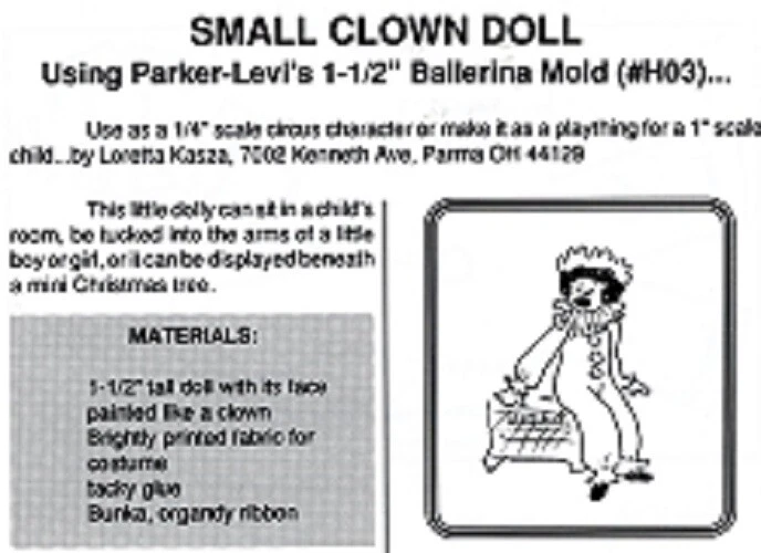  1/2" scale Doll Pattern: 1-1/2" TINY CLOWN! ~  LK 204  - Image 1 of 1