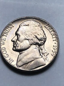 1959 D Jefferson Nickel BU US Coin Beautiful Coin Uncirculated Lot U364 - Picture 1 of 12