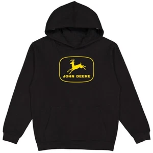 John Deere - Vintage Deere Logo - Men's Fleece Black Hoodie - Many Sizes - New - Picture 1 of 1