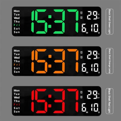 13"/16" LED Digital Wall Clock Alarm Date Week Temperature Display WITH Remote  - Image 1 of 4