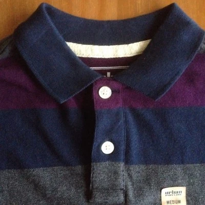 camisa polo listrada azul/cinza/roxa nova com etiquetas tamanho M URBAN PIPELINE - Imagem 1 de 4