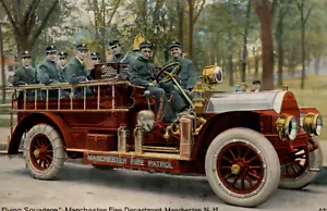 Antikes Feuerwehrauto Lokabteilung Patrouille Feuerwehr Postkarte - Bild 1 von 3