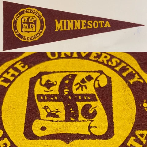 1950s Minnesota Golden Gophers  University Hormel Mini Pennant 3.5x9.5 Vintage Cover