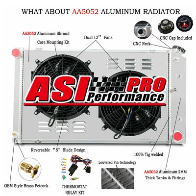 4Row Radiator+Shroud Fan for 1971-1979,1978 Chevrolet Caprice 73-80 K10 Suburban Foto 1 de 4