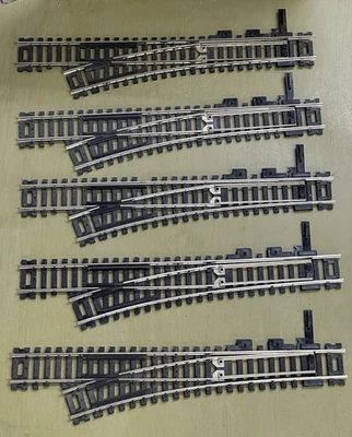 5 ATLAS L/H SNAP HO SCALE NICKEL SILVER #4 TURNOUTS W/O MOTORS-FREE SHIP - Image 1 of 3