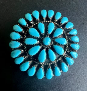Best VTG Sterling Silver + Turquoise Native American Pendant Brooch Artist Mark - Picture 1 of 5