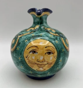 Vietri Italian Art Pottery Hand Painted Cruet Pitcher w Full Moon 5” Signed - Picture 1 of 15