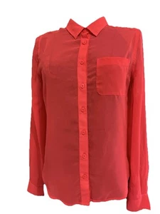 American Eagle Outfitters Sheer Hot Pink Button Up Blouse Woman’s Size XS - Picture 1 of 14