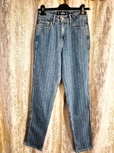 Hollister California UNWORN Blue White Stripe Denim Jeans, size 3R W26 - Picture 1 of 4