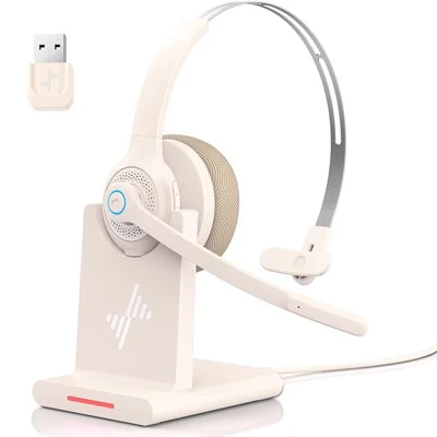 Bluetooth Headset - Wireless Headset with Noise Cancelling Microphone, V5.2 C... - Image 1 of 3