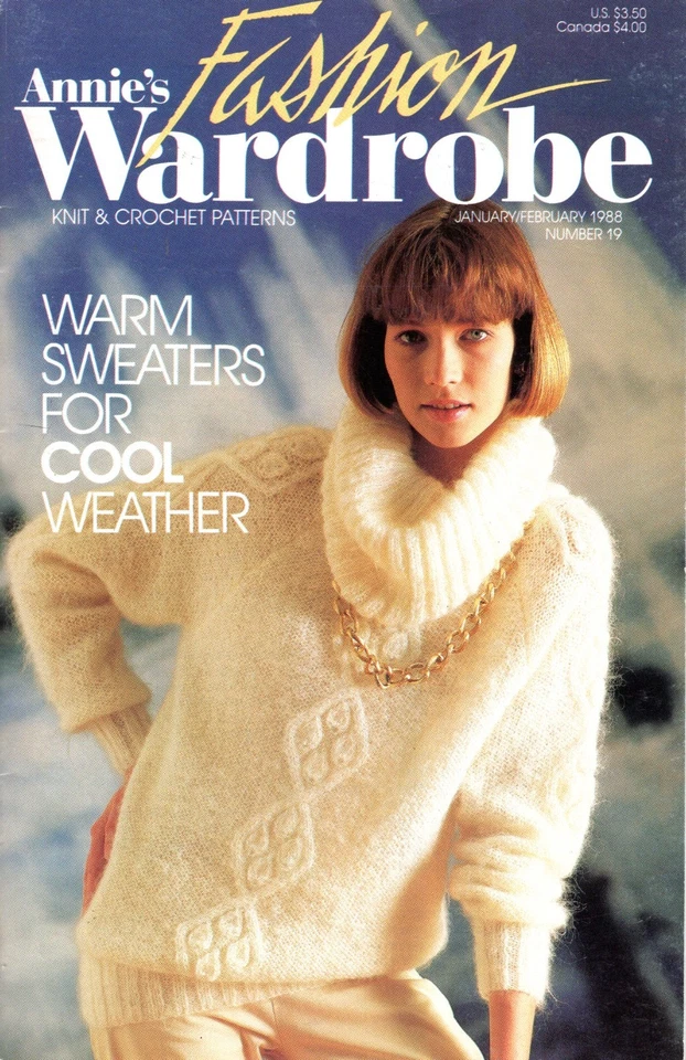 Suéter cálido vintage Annies moda armario patrón de ganchillo folleto digestión tamaño Foto 1 de 4