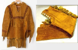 Camisa y Pantalón con Flecos para Hombre Western Cowboy Oro Gamuza Cuero Montaña Hombre WSP293 - Imagen 1 de 6