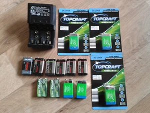 9 VOLT-BLOCK 11 STÜCK, 3 NEU IN OVP + 8,4 VOLT-BLOCK 2 Stück NiMH-AKKU+LADEGERÄT - Bild 1 von 6