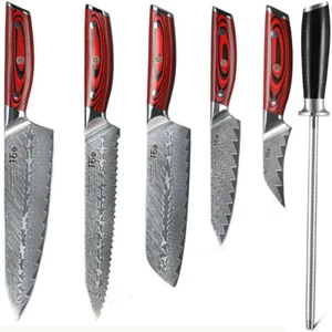 6Pcs Kitchen Knife Sharpening Set Japanese VG10 Steel Paring Santoku Chef Knife - Picture 1 of 17