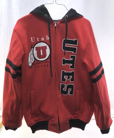 Utah Utes Reversible Hoodie Jacket Embroidered Mens Med/Large Full Zip Red Black Cover