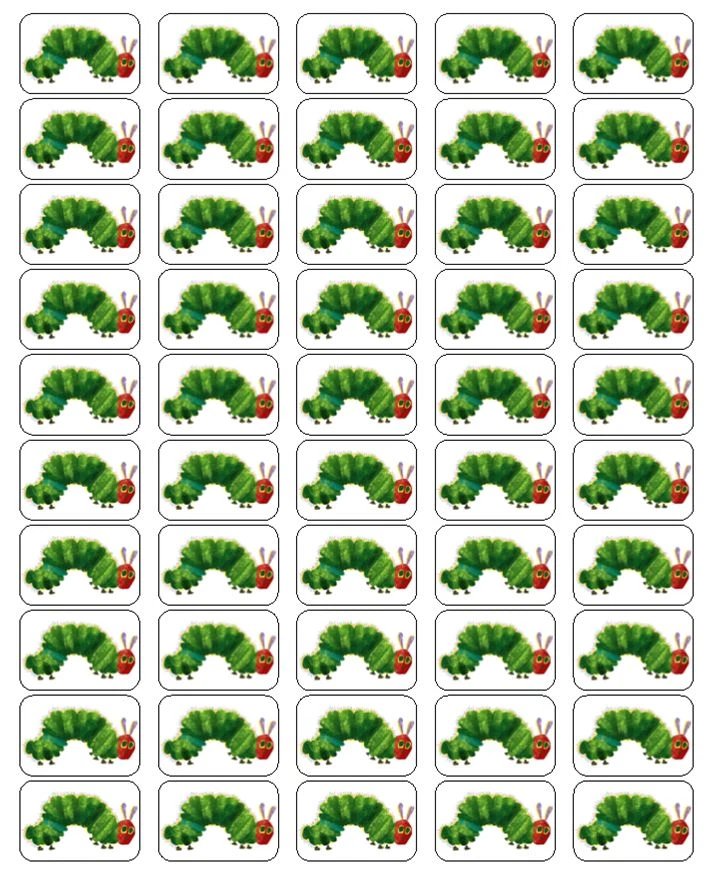 50 sellos/etiquetas/pegatinas de sobre The Very Hungry Caterpillar, 1" por 1,5" Foto 1 de 1