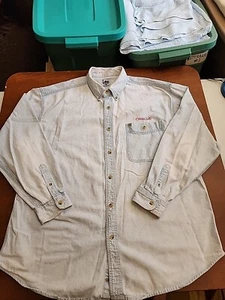 Vintage Lee Sport Men's XL L/S Denim Blue 'Oracle' Logo Button Down EUC. GB32 - Picture 1 of 11