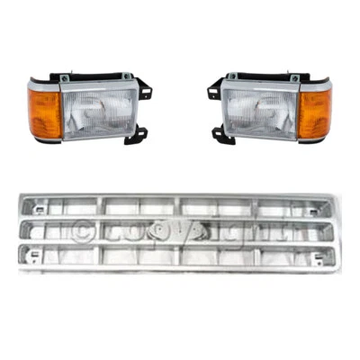 Conjunto de rejilla + juego de faros halógenos para 89-91 Ford Bronco F-250 F-350 F-150 Foto 1 de 4