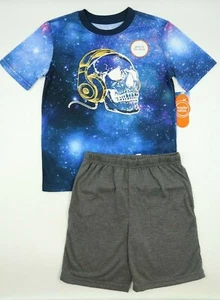 Wonder Nation Boys 2 Pc Graphic Glow in the Dark T-Shirt Shorts Set 4/5 NEW - Picture 1 of 10