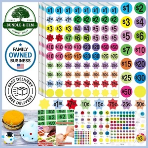 Pegatinas de precio de venta de garaje colores brillantes etiquetas impermeables de 3/4 pulgadas 1600 piezas - Imagen 1 de 9