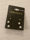 Forever 21 Womens Faux Pearl and Gold Stud Earrings 3 Pair