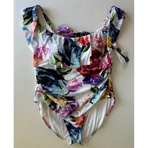 La Blanca Womens Off Shoulder Ruffle One Piece Swimsuit Full Bloom 22W New - Picture 1 of 14