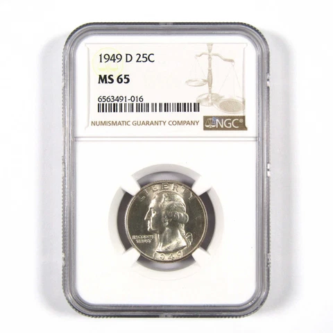 1949 D Washington Quarter MS 65 NGC 90% Silver 25c Unc SKU:I8703 Cover