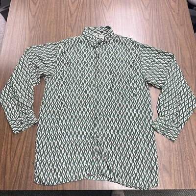 Camisa Robert Stock 100% seda geométrica manga curta com botões grande G - Imagem 1 de 4