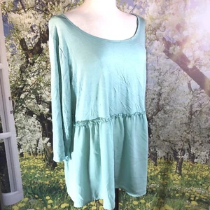Evri 1X NWT Cactus Mint Green Top Blouse Chiffon Ruffle $40 - Picture 1 of 8