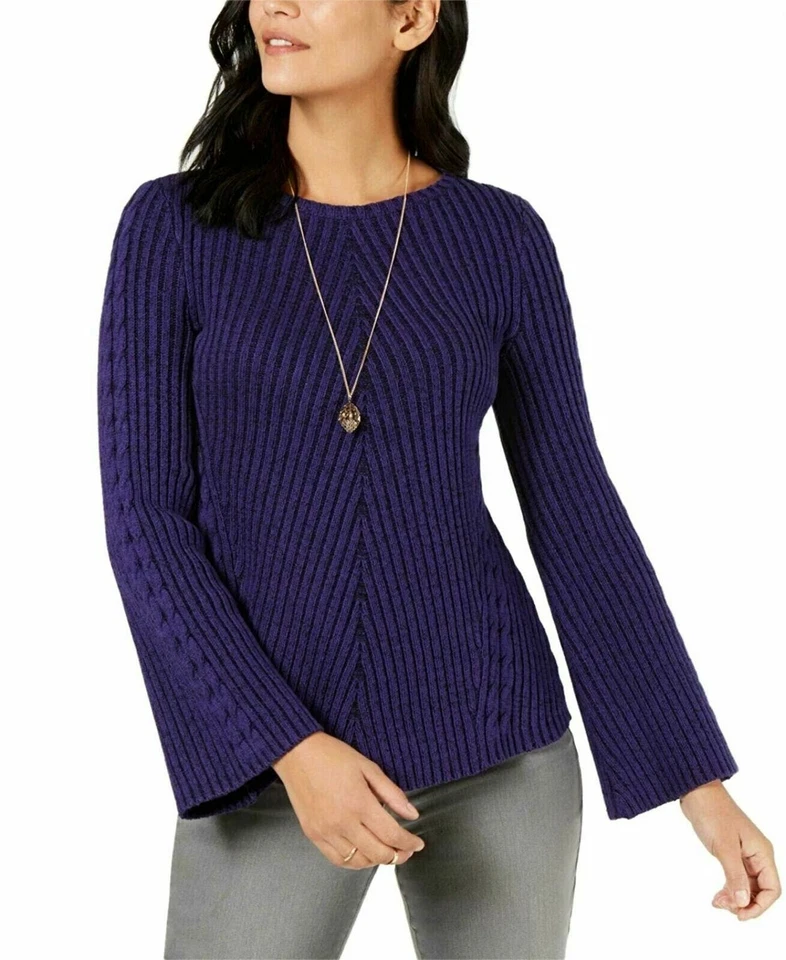 Suéter feminino Style & Co grande roxo nervura dirigida pulôver  - Imagem 1 de 1