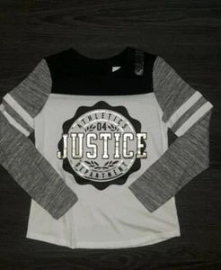 Girls justice colorblock football tee size 6 new black - Picture 1 of 2