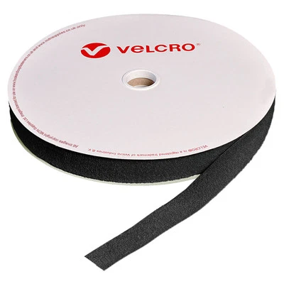 25MM 1" INCH VELCRO® BRAND BLACK HOOK OR LOOP TAPE METRES STICK ON SELF ADHESIVE