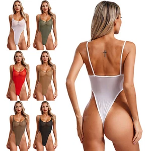 Women Lingerie Sleeveless Costume Mesh Bodysuit Bathing Suit One Piece T-back - Bild 1 von 59