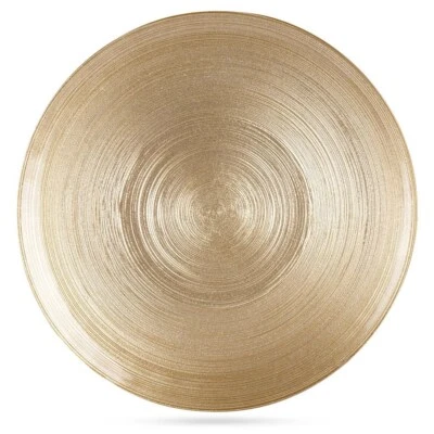 flacher Teller Speiseteller Teller Essteller flach groß aus Glas Gold 28 cm - Bild 1 von 4