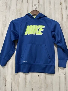 Nike boys youth sweatshirt hoodie Sz Small Therma Fit Blue With logo pockets - Picture 1 of 8