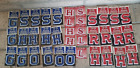Lot of 25 Joy Letter Shop 3-D Raised Embrodiered Letters, Red, Blue