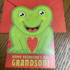 Happy Valentine?S Day Grandson Cute Funny Frog 5"X7" Hallmark Greeting Card