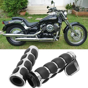 Chrome 1" Motorcycle Handlebar Hand Grips w/Throttle For Yamaha XVS650 1100 1300 - Picture 1 of 5