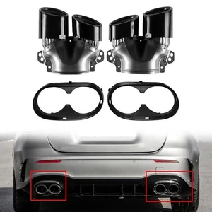 Black Tail Exhaust Pipe For Mercedes Benz CLA Class W177 A35 CLA35 Quad Out - Bild 1 von 10