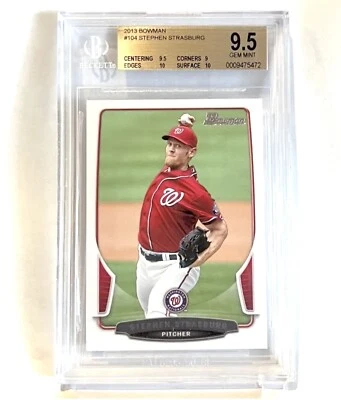 Bowman #104 2013 Stephen Strasburg BGS 9,5 gema como nueva Foto 1 de 2