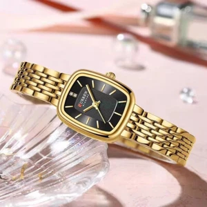 CURREN Women Rectangle Watch Fashion Stainless Steel Quartz Female Girls Watches - Picture 1 of 29