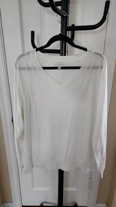 Lucky Brand V-Neck Sweater Size XL Womens White Soft - Picture 1 of 10