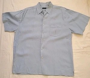 Michael Brandon Short Sleeve Linen Button-Up Shirt Men Lrg Light Blue Vacation - Picture 1 of 7