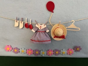 MADELINE'S PURPLE TEA PARTY DRESS, STRAW HAT, RED SHOES, SOCKS #84218 2001 EDEN - Picture 1 of 3