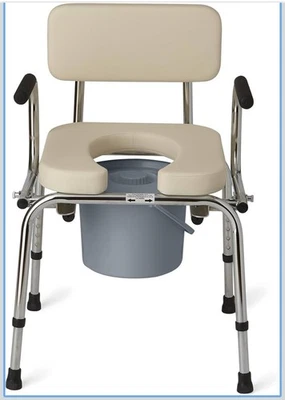 Medline Heavy Duty Padded Drop-Arm Commode，Weight Recommendation 350 PoundsWhite - Image 1 of 4