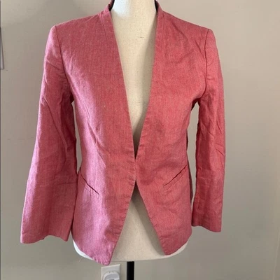 LOFT Blazer Lino Algodón Rojo Apagado Cuello en V Bolsillos Delanteros TALLA 6 Foto 1 de 4