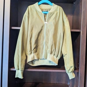 36.5 Boys Medium Army Green Bomber Jacket Med Top Gun Windbreaker Fall School - Picture 1 of 8