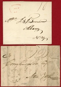US x2 Classic Stampless Covers; Kingston, NY (1824/4/27) &Hudson, NY (1829/1/17) - Picture 1 of 2